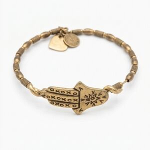 Alex And Ani Hamsa Expandable Wrap Bracelet In Antique Brass Tone Finish